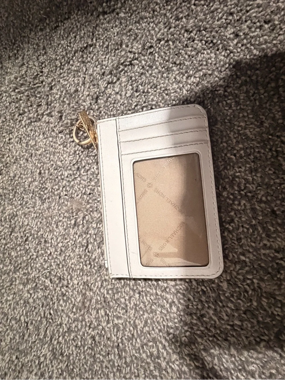 Michael Kors White Quilted Card Holder with Gold Keyring